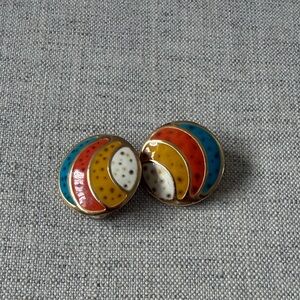 Colorful Ceramic Crescent Earrings